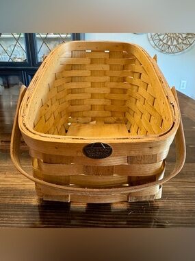 Vintage Peterboro Basket Co. Large Handled Slanted Vegetable Basket